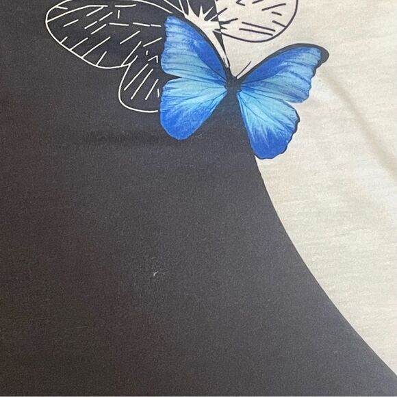 Sleeveless Black White Blue Butterfly Dress Rayon Blend, size Medium - Picture 13 of 13